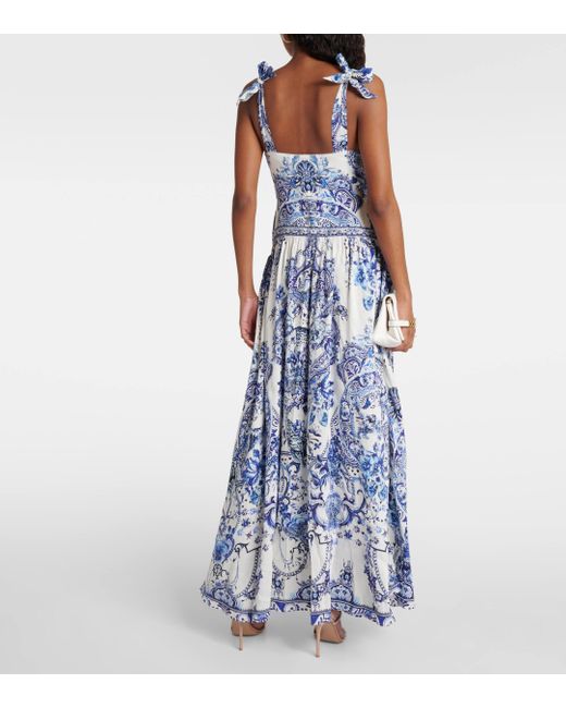 Camilla Blue Glaze And Graze Linen And Silk Maxi Dress