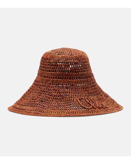 Chloé Brown Raffia Sun Hat