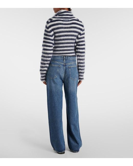 Agolde Blue Low Slung Baggy Mid-Rise Wide-Leg Jeans