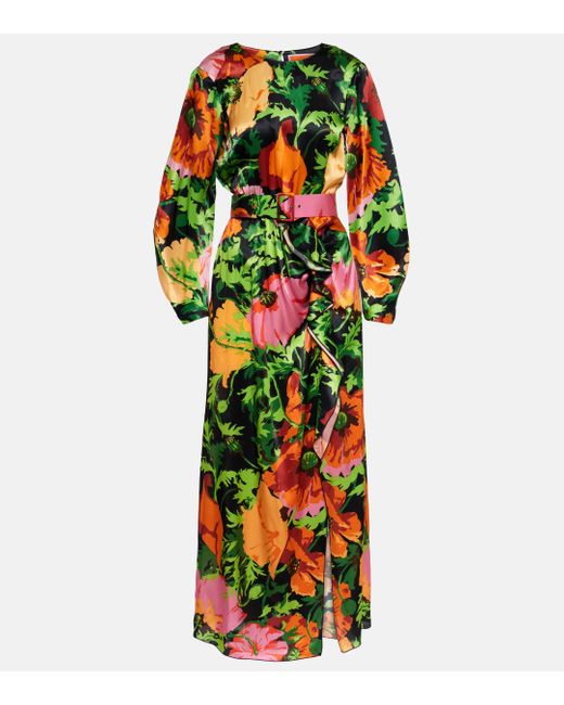 LaDoubleJ Multicolor Penny Floral Satin Maxi Dress