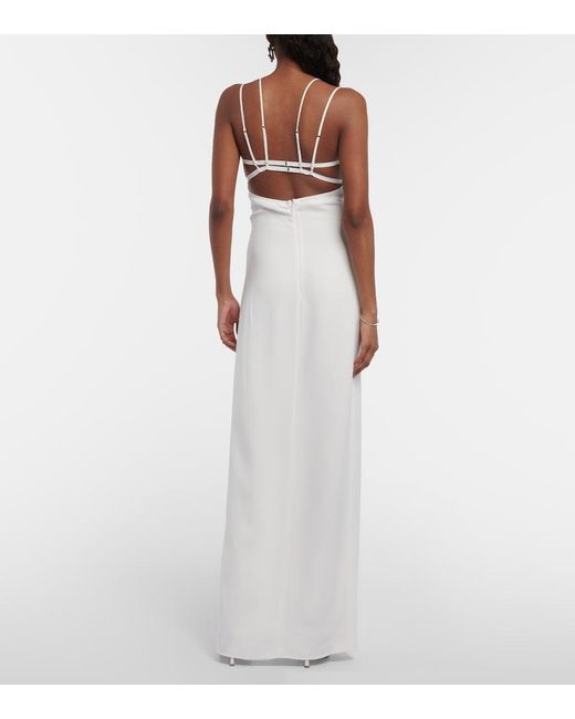 Nensi Dojaka White Bridal Cutout Crepe Gown