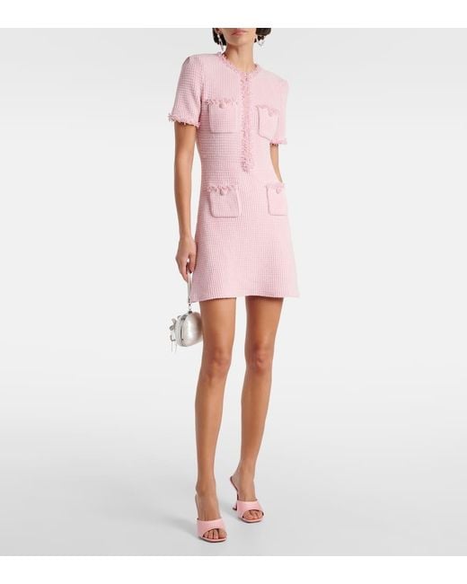 Self-Portrait Pink Embellished Knitted Minidress