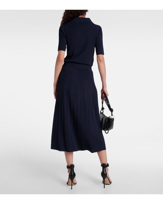 Jupe Midi En Maille Cotelee Joseph en coloris Blue