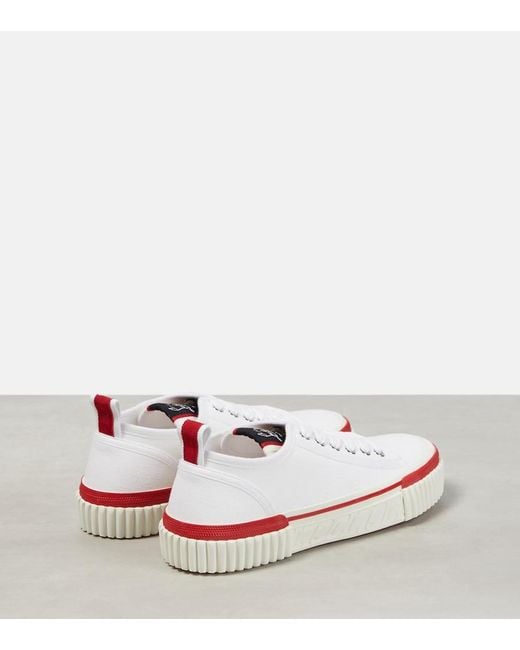 Christian Louboutin White Super Pedro Brand-Embellished Woven Low-Top Trainers