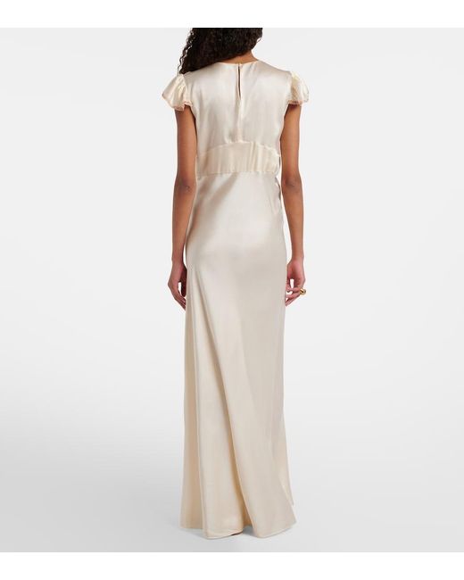 Chloé White Lace-Trimmed Silk Satin Maxi Dress