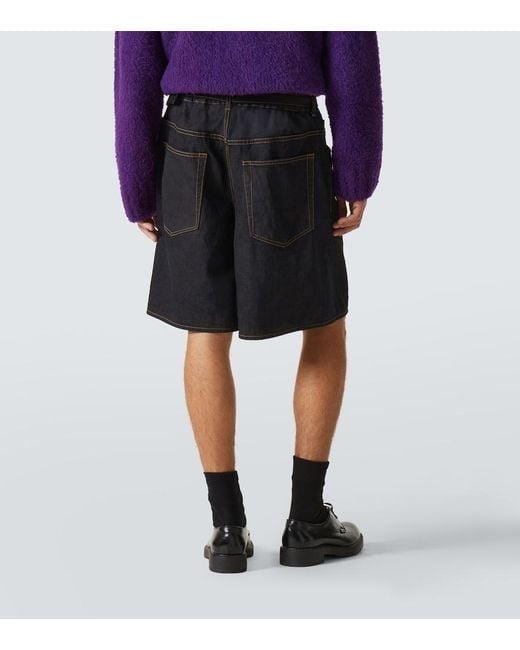 Sacai Black Denim Bermuda Shorts for men