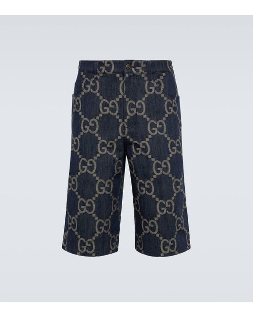 Gucci Blue Jumbo GG Denim Shorts for men