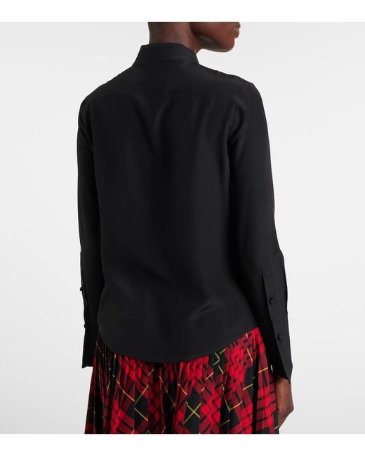 McQueen Black Ruffled Silk Blouse