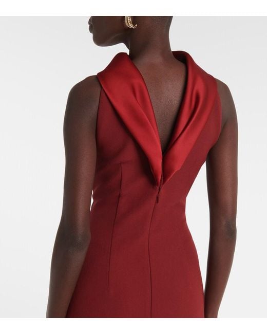 Safiyaa Red Holliana Satin-Trimmed Crepe Gown