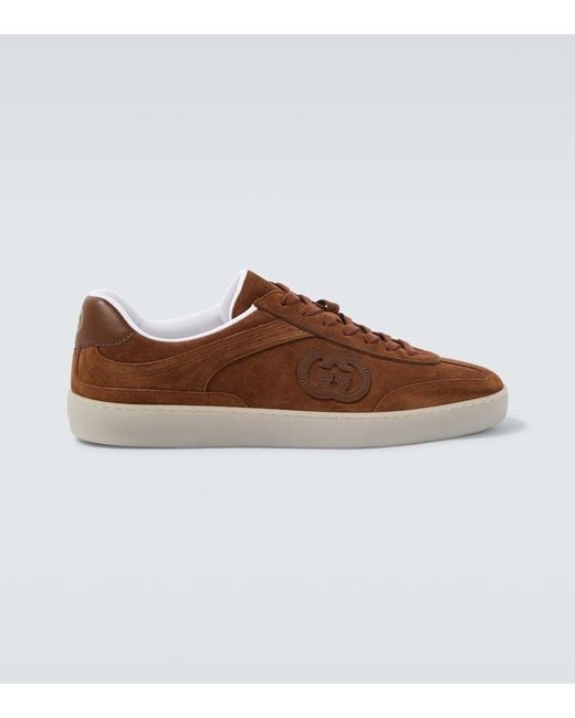 Gucci Brown G75 Sneaker, Suede for men