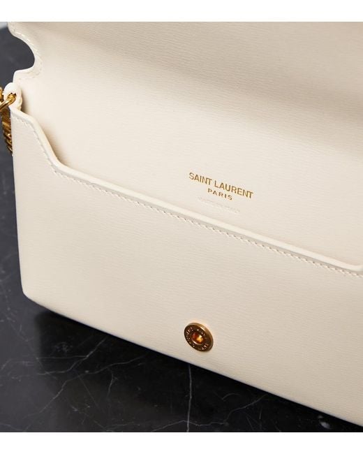 Saint Laurent White Cassandre Leather Phone Pouch