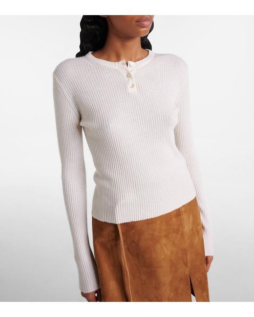 Vince White Cashmere And Silk Henley Shirt