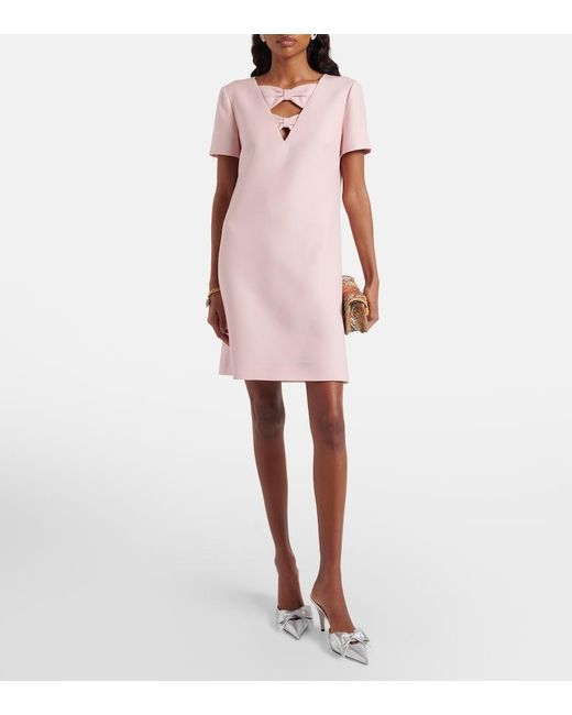 Valentino Pink Crepe Couture Bow-Detail Minidress