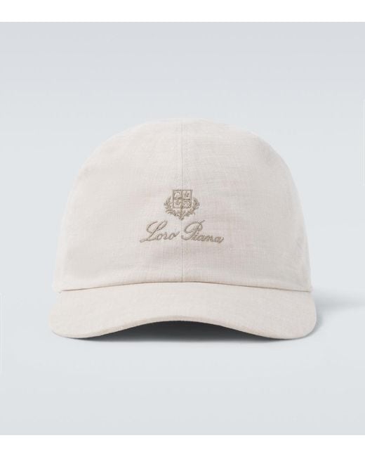 Loro Piana White Logo Linen Baseball Cap for men