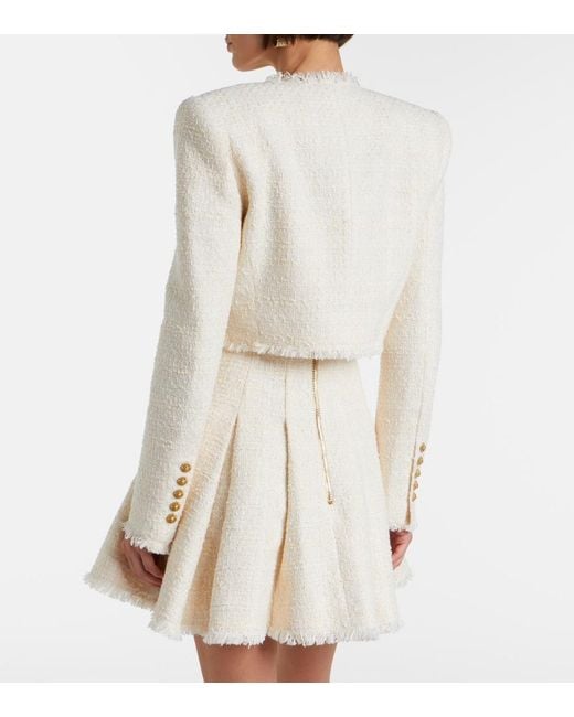 Balmain Natural Cropped Tweed Jacket