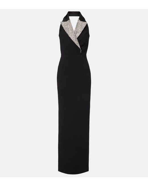 Rebecca Vallance Black Maxikleid Mit Kristallen