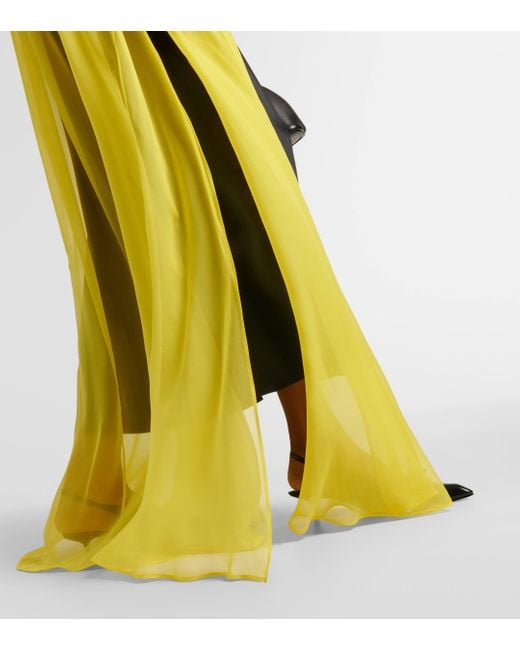 Max Mara Yellow Medicea Silk Chiffon Duster Coat