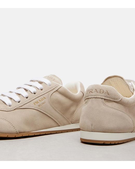 Prada White Suede Sneakers