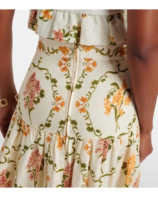 Agua Bendita Metallic Anis Cordillera Floral Cotton Maxi Skirt