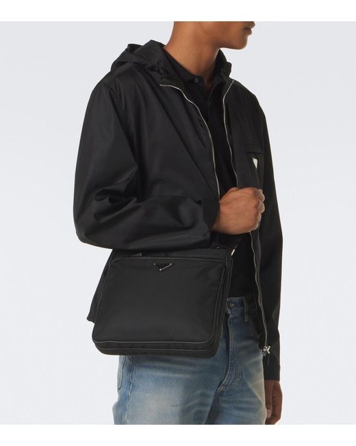 Prada Black Re-Nylon Leather-Trimmed Shoulder Bag