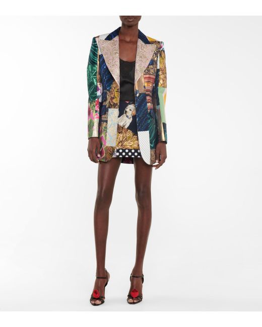 【VIP価格】DOLCE & GABBANA Multicolor Patchwork Blazer DOLCE & GABBANA Jacket Multicolor Floral Patchwork Jacquard