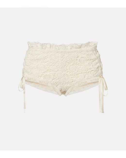 Isabel Marant White Yeliz Crochet Cotton Micro Shorts