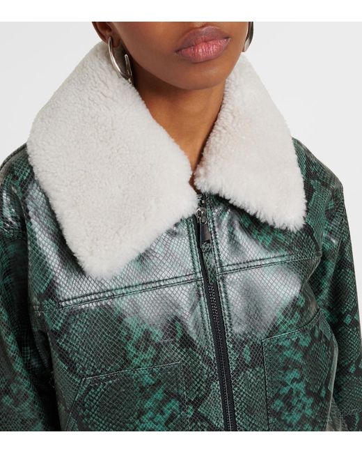 Dorothee Schumacher Green Urban Jungle Snake-Print Leather Jacket