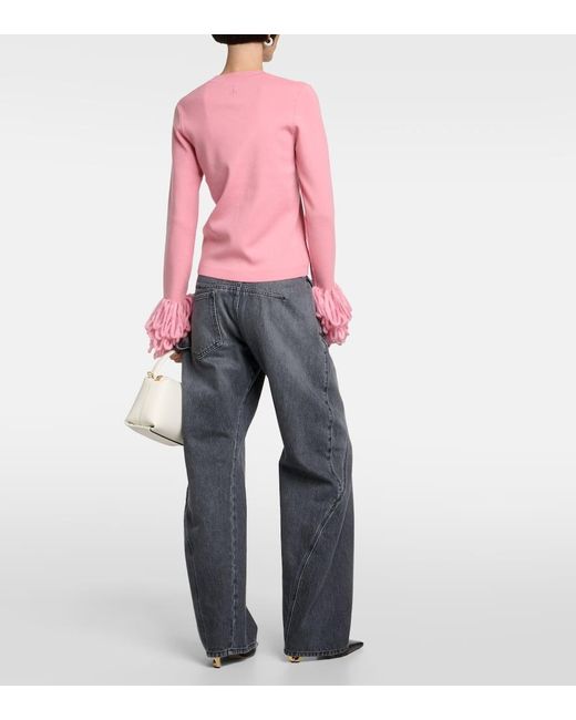 Pullover in misto lana con frange di J.W. Anderson in Pink