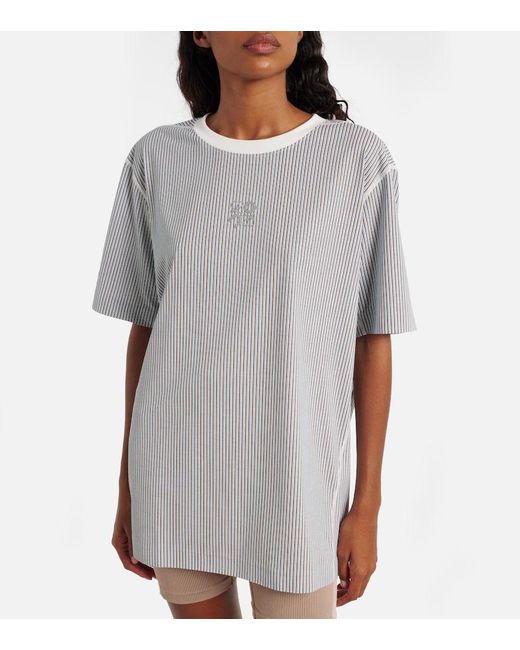 Loewe Gray X On Embroidered Striped T-Shirt