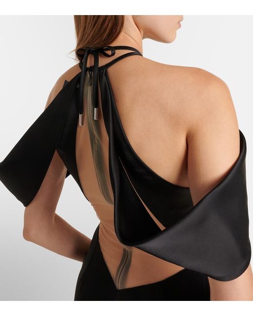 David Koma Black Off-Shoulder Tulle Gown