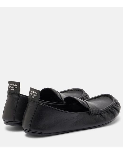 Acne Black Leather Penny Loafers