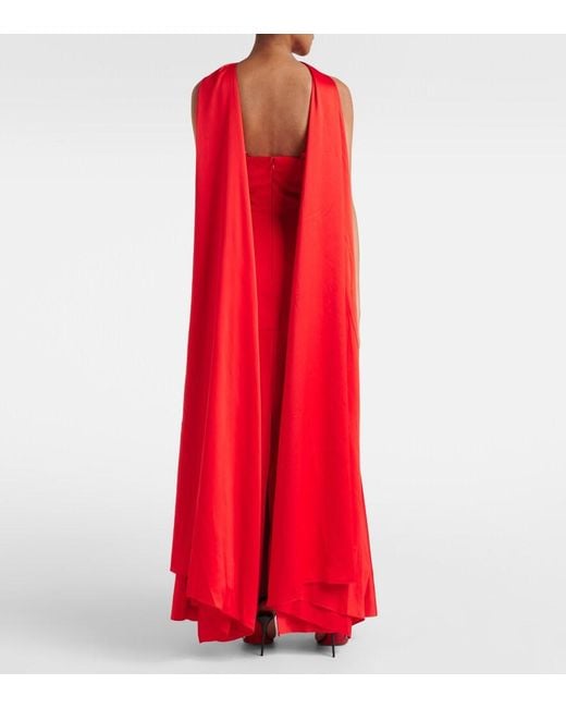 Solace London Red Cece Crepe And Satin Maxi Dress