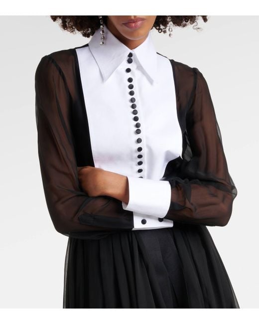 Dolce & Gabbana Black Silk And Cotton-blend Midi Dress