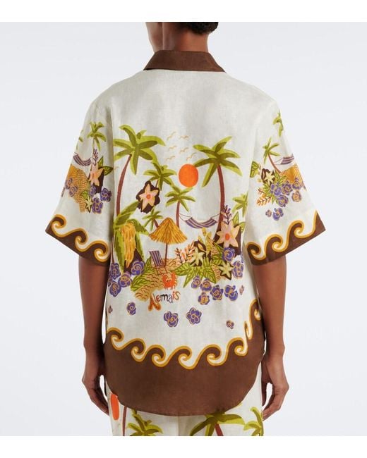 ALÉMAIS Metallic Island Cove Linen Shirt