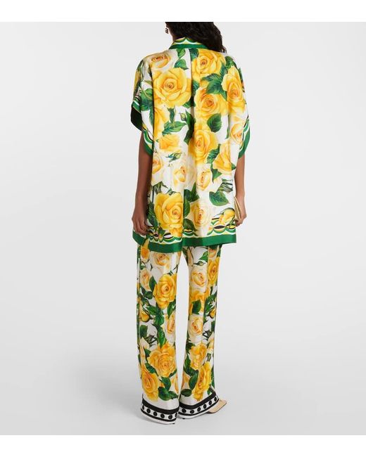 Camisa de seda floral Dolce & Gabbana de color Yellow