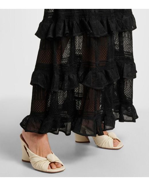 Zimmermann Black Illustration Ruffled Knitted Maxi Dress
