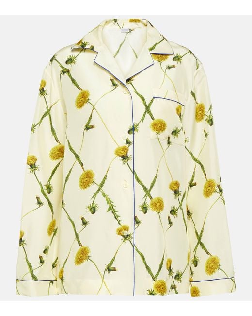 Chemise de pyjama en soie a fleurs Burberry en coloris Metallic