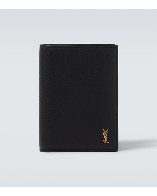 Saint Laurent Black Tiny Cassandre Leather Wallet for men