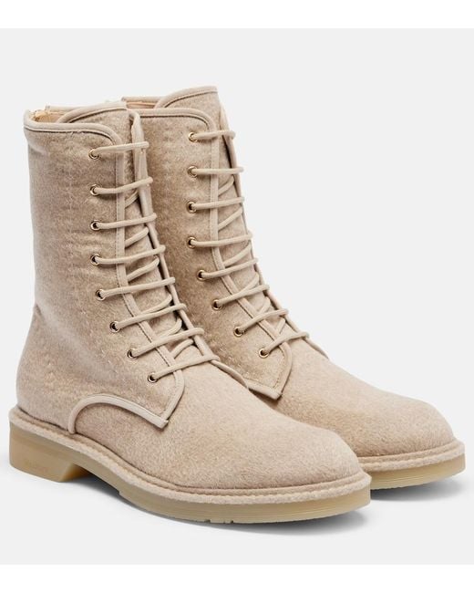 Max Mara Natural Baker Cashmere Combat Boots