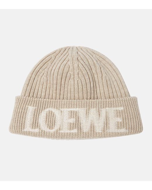 Loewe Natural Logo Ribbed-knit Wool Beanie