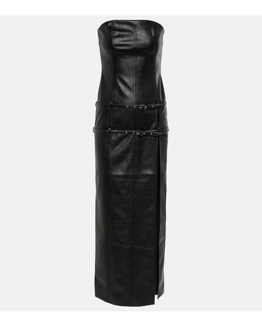 Vestido largo Saima de piel sintetica AYA MUSE de color Black