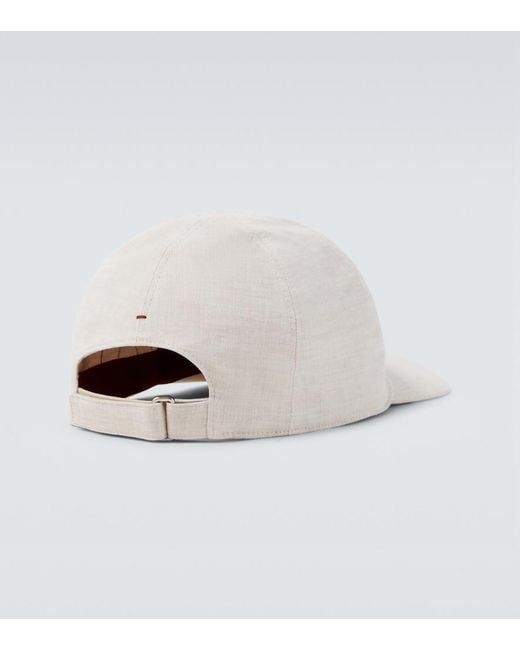 Loro Piana White Logo Linen Baseball Cap for men