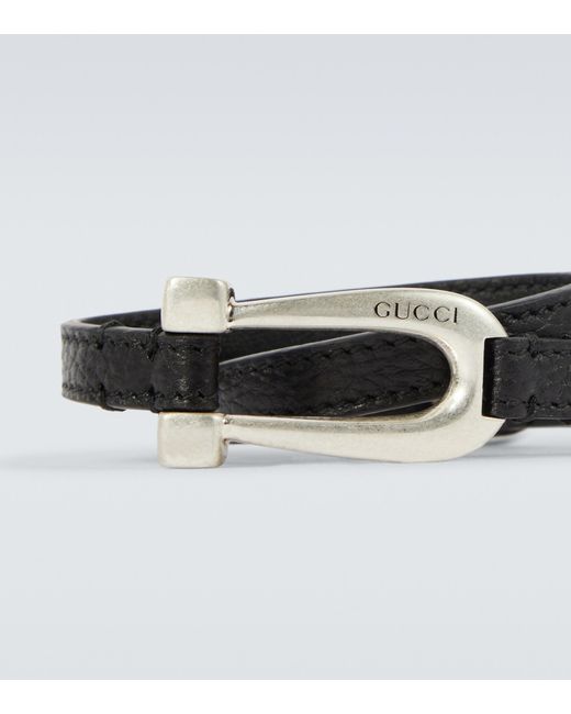 Gucci Armband aus Leder und Sterlingsilber in Schwarz für Herren | Lyst DE