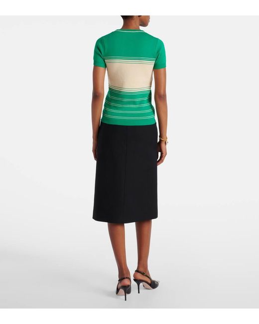 Valentino Green Chez Striped Cotton Top