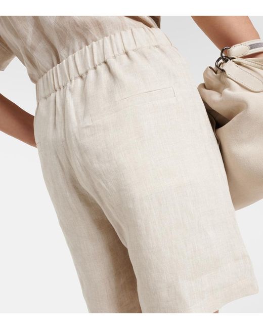Brunello Cucinelli White Linen Shorts