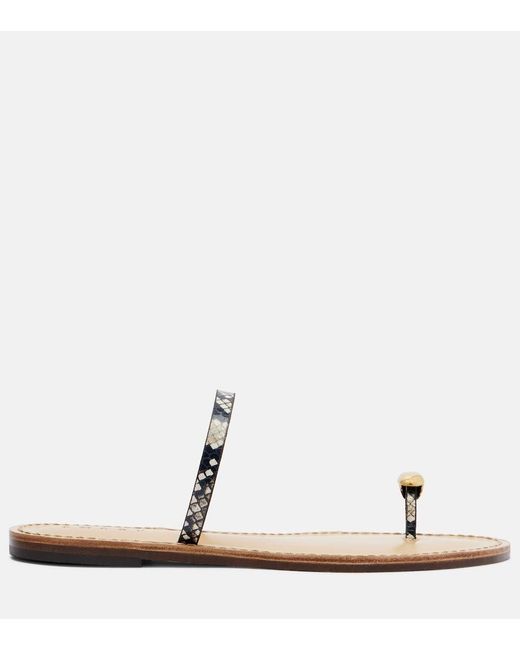 Amanu Metallic Kibera Snake-Effect Leather Sandals