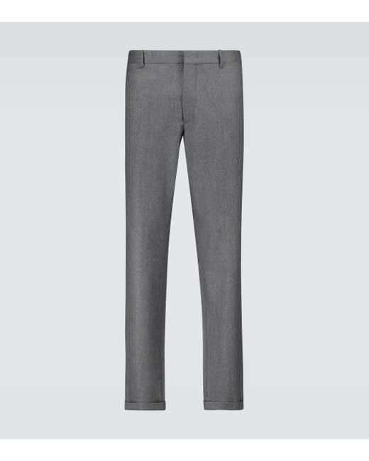 Caruso Gray Regular-fit Wool Pants for men