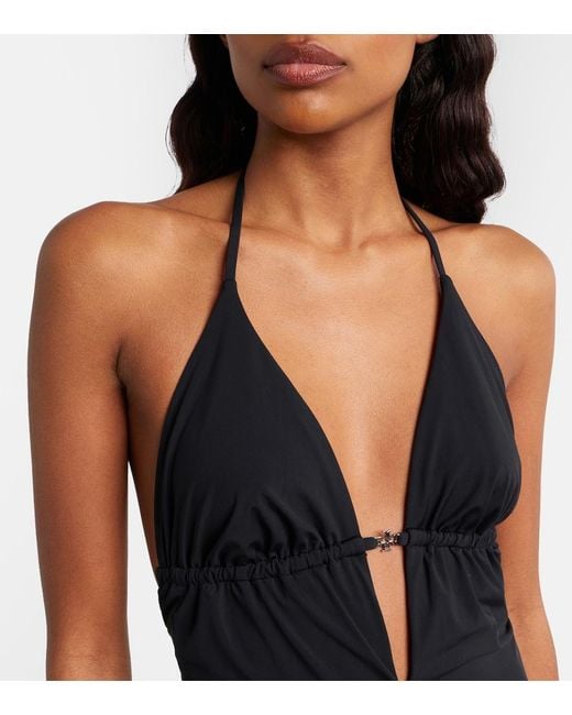 Tory Burch Blue Open-Back Swimsuit
