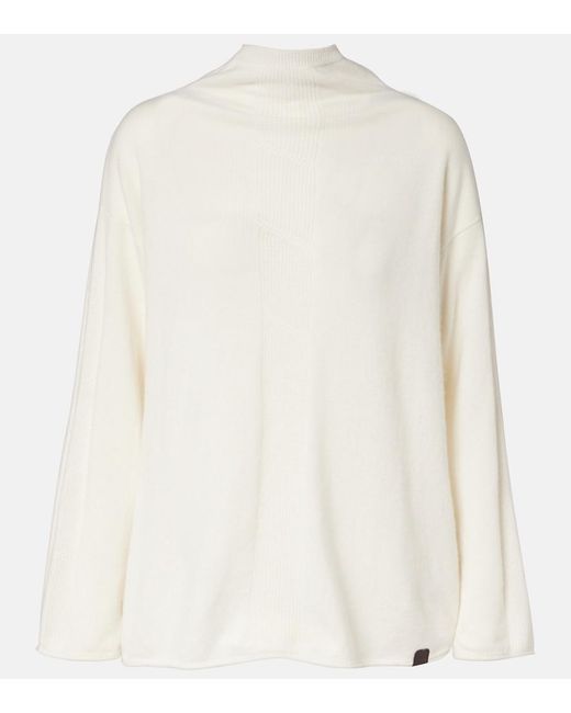 Max Mara White Mantide Cashmere Turtleneck Sweater