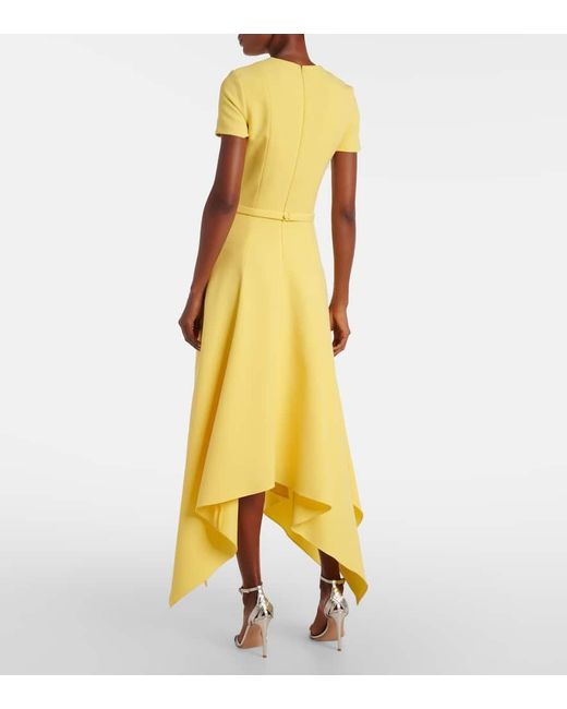 Vestido Midi Asimetrico Okimi De Crepe Safiyaa de color Yellow